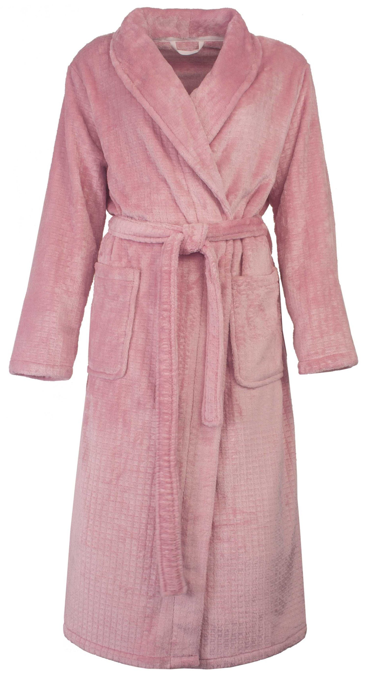 Tenderness Damenbademantel Damen Velours Morgenmantel, Midi, Polyester, Sch günstig online kaufen