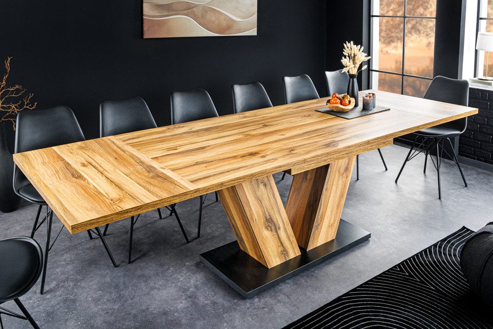 riess-ambiente Esstisch MONTREAL 180-280cm natur - Eiche-Design, ausziehbar, V-Gestell (Einzelartikel, 1-St), Industrial Look für Esszimmer & Konferenzraum – ideal bis 12 Personen
