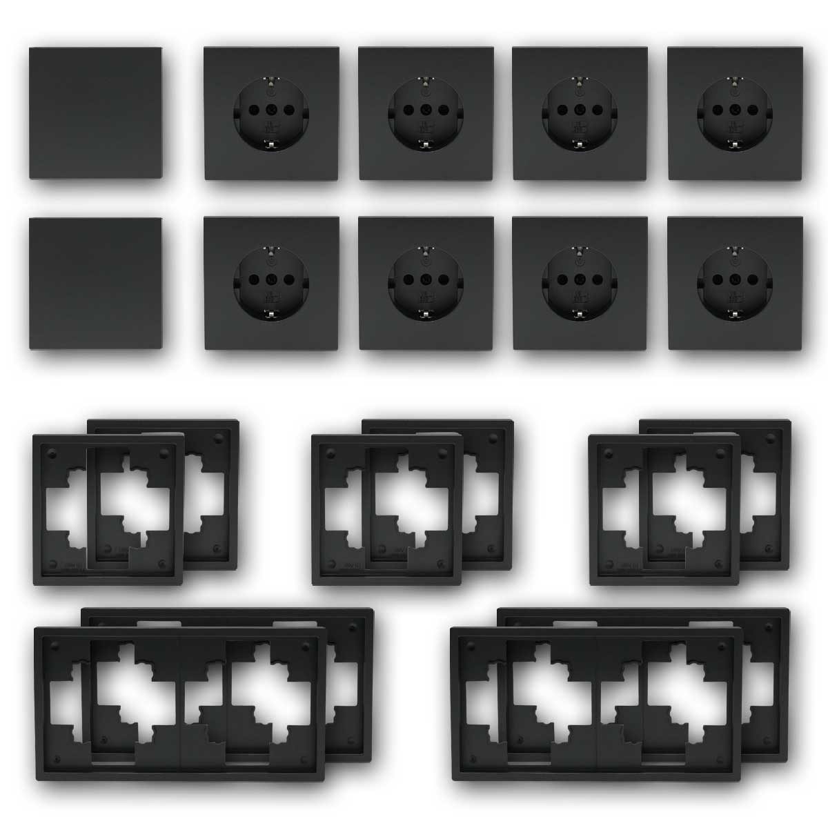 McPower Set "Standard-20" SHALLOW anthrazit, 20-teilig Unterputzschalter