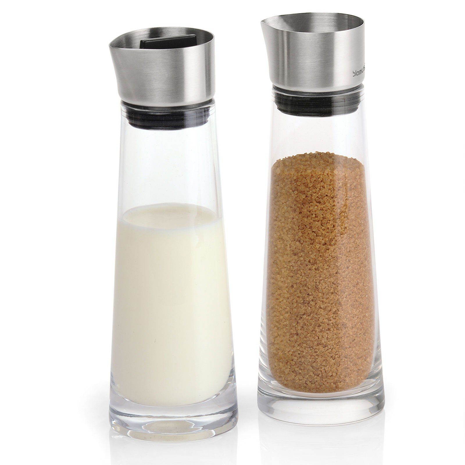 blomus Milch- und Zuckerset, Edelstahl matt, Glas klar, blomus MACCHIATO Zucker + Sahne Set