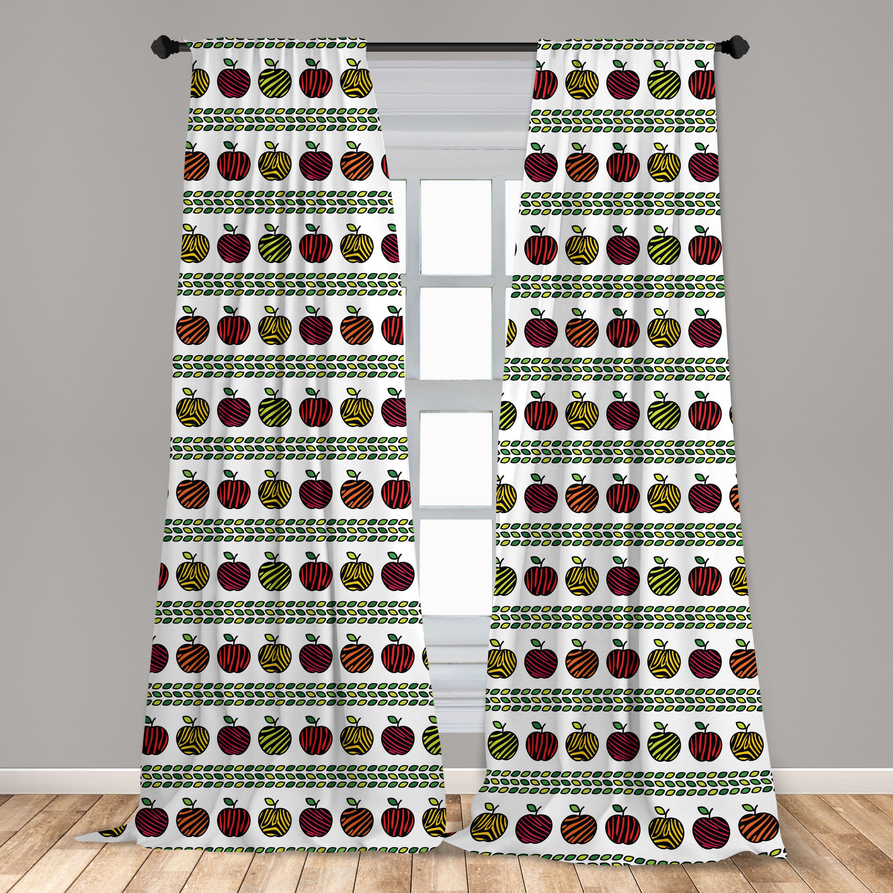 Striped für Vorhang Früchte Schlafzimmer Blätter Abakuhaus, Wohnzimmer Äpfel Dekor, Microfaser, Zebra Gardine