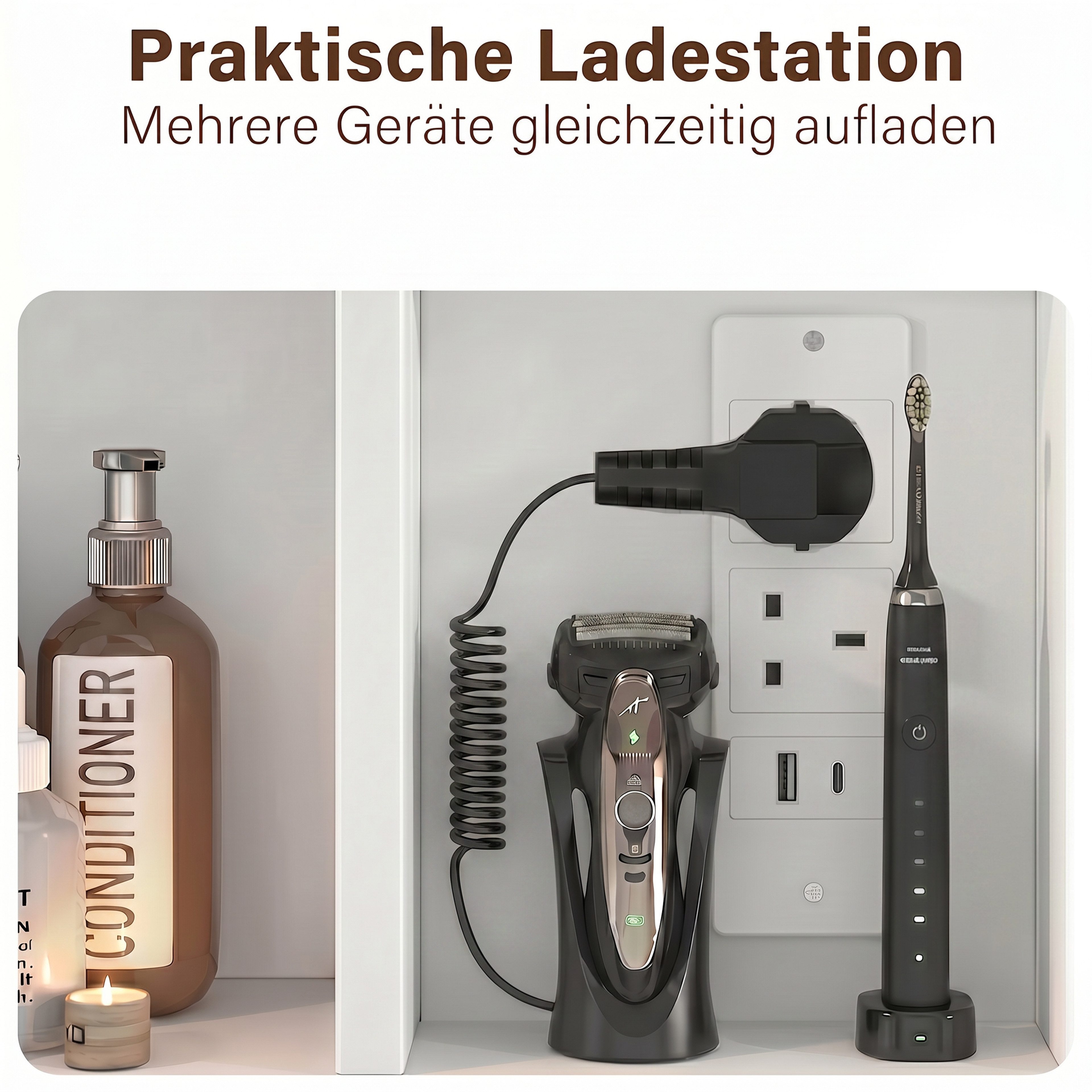 oyajia Spiegelschrank Badezimmerschrank, 16.8 x 70 x 75 cm, Badschrank, Wandschrank (mit LED-Beleuchtung) Badezimmer spiegelschrank mit 3 Türen+ Steckdosen,Spiegel,Hängeschrank