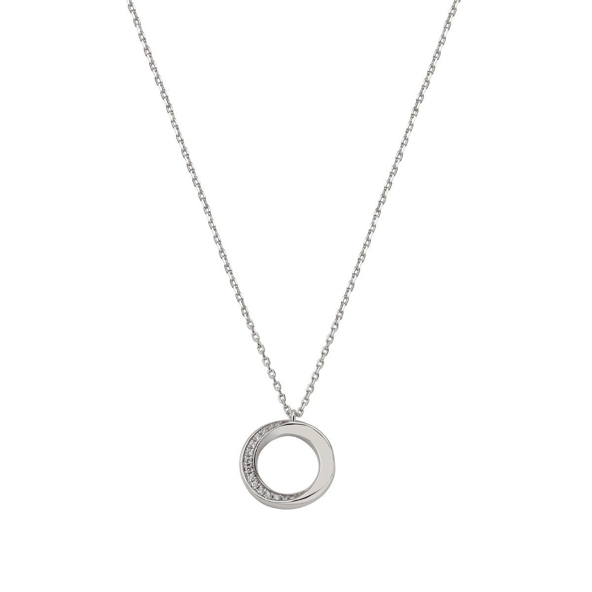 XENOX Kette mit Anhänger Xenox Halskette mit Anhänger Classic Circle Zirkonia Silber XS2125