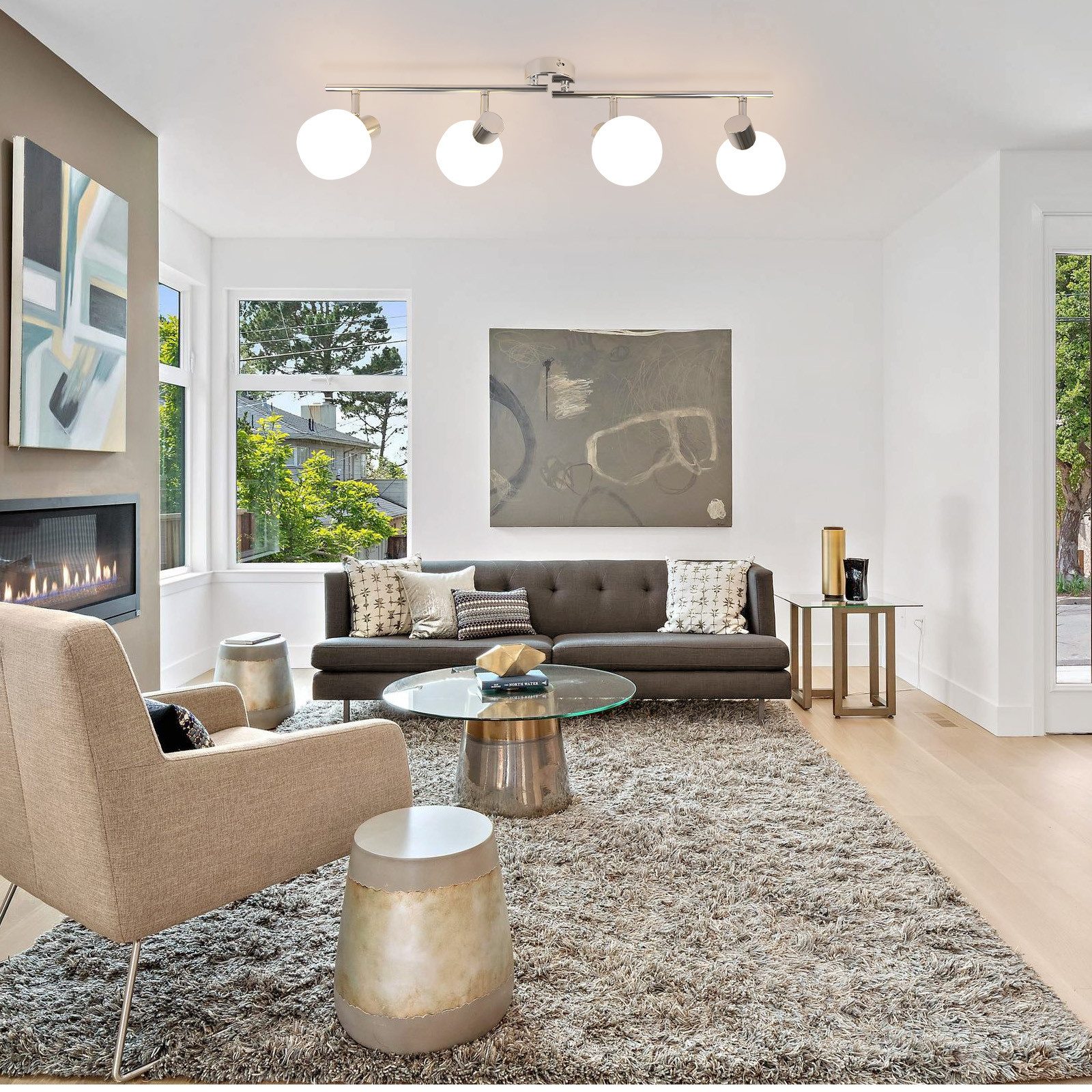 Nettlife Deckenstrahler Weiß Glas E14 Deckenleuchte 3/4/6 Flammig Innen Lam günstig online kaufen