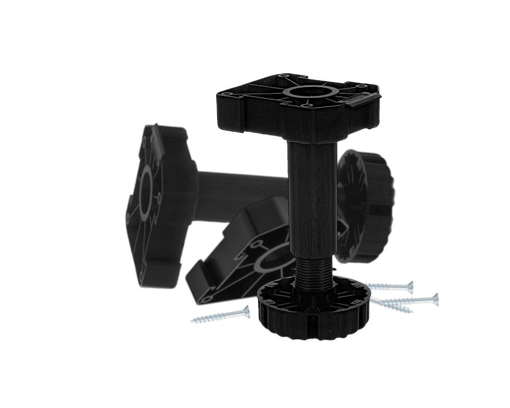 kuechenkonsum Möbelfuß Möbelfuß 85 mm höhenverstellbar 75-103 mm Kunststoff schwarz 4x, (Satz, 4-St), 4x Stellfuß 85 mm verstellbar 75-103 mm