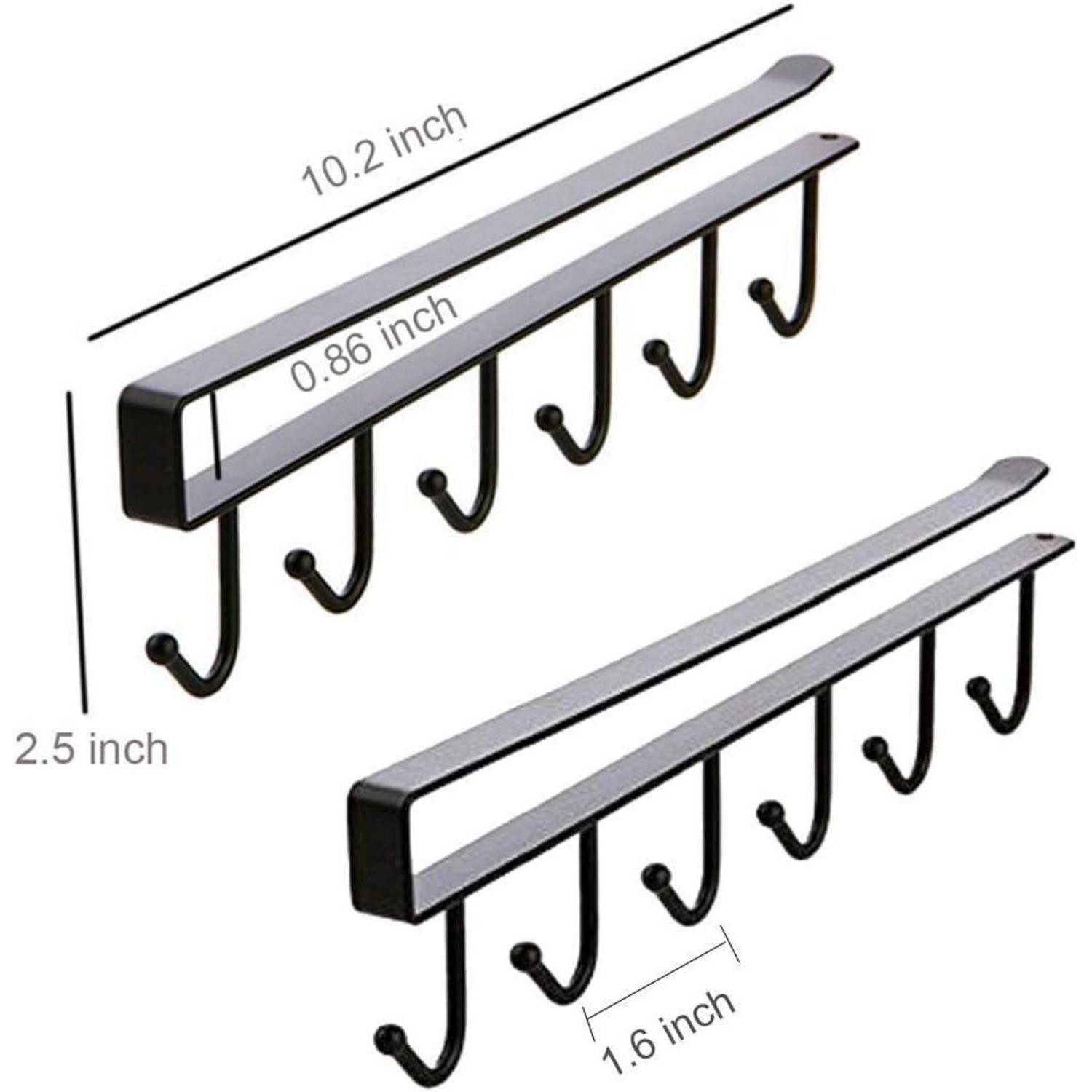 LuxusKollektion Küchenorganizer-Set Becherhalter Weinglashalter Unterschrank Haken ohne Bohren Schwarz