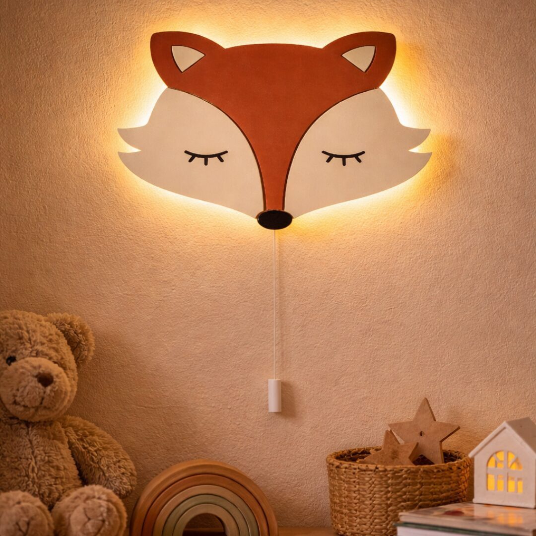 COZYCOLLECTIONS LED Wandleuchte Terrakotta Fuchs LED-Wandnachtlicht Kinderzimmer, LED, Warmweiß, Montessori-inspiriertes Fuchslicht in warmen Naturtönen