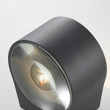 Lucande LED Außen-Wandleuchte Astrida, LED-Leuchtmittel fest verbaut, warmweiß, Modern, Aluminiumdruckguss, Glas, dunkelgrau (RAL 7024), klar, 2