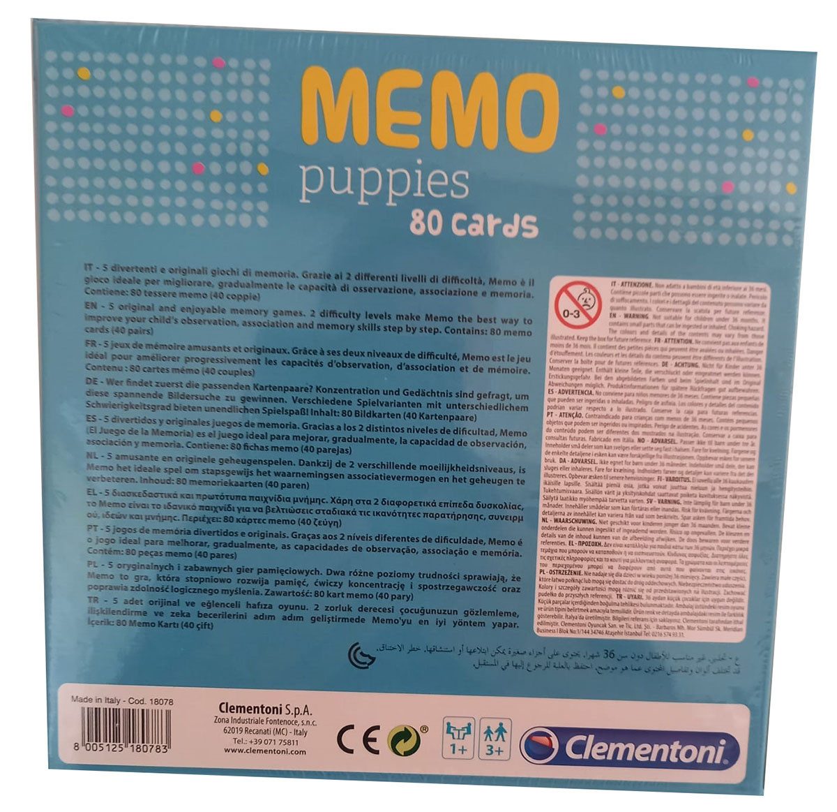 Clementoni® Spiel Clementoni 18078 Memory Memo Puppis Tiermotive Hunde, Katzen, Tiger, 8