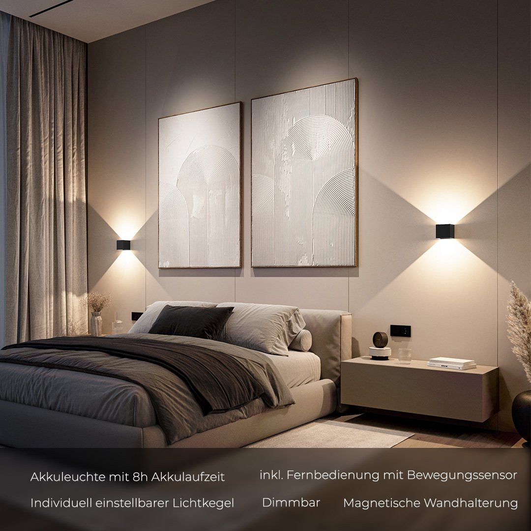 Neona LED Wandleuchte XENA AKKU, Flexibles Lichtspiel durch 4 verstellbare Lichtklappen, LEd fest integriert, Warmweiß