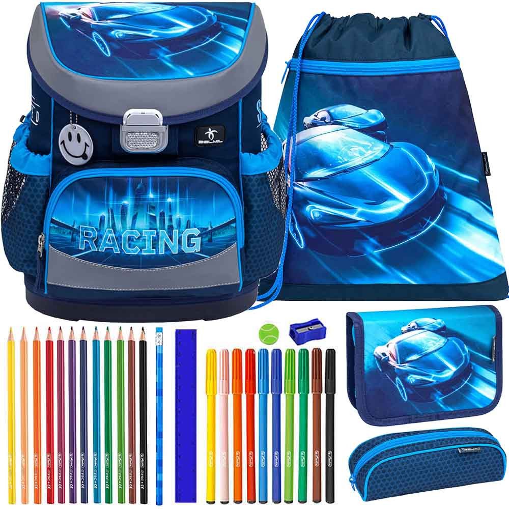 Belmil Schulranzen Set Mini Fit 10-teilig 2025 Jungen Racing Blue Neon