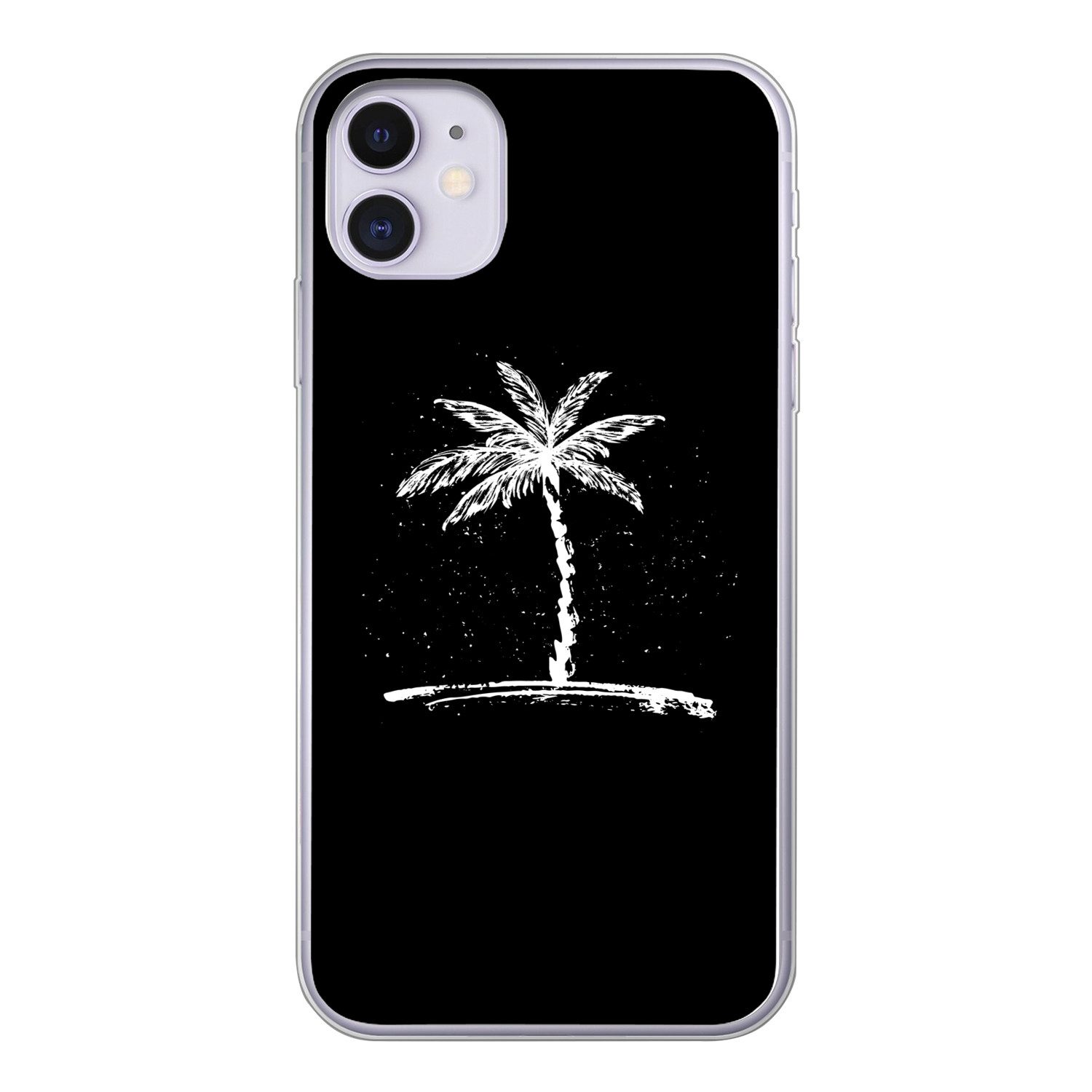 MuchoWow Handyhülle für Apple iPhone 11 Palme - Weiß - Schwarz - Tropisch, Smartphone-Bumper, Print, Handy Schutzhülle Dünn