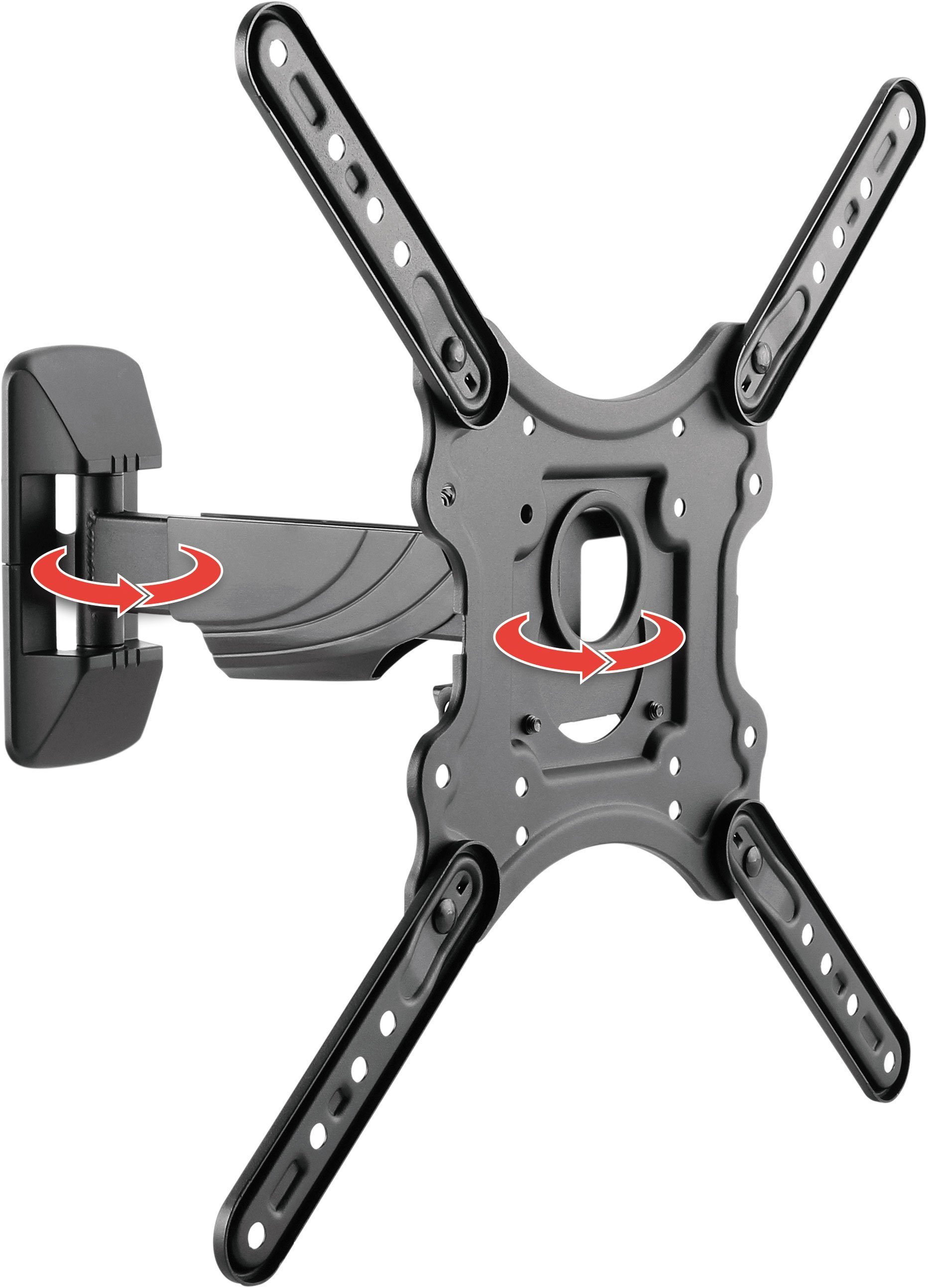 Schwaiger TV-Wandhalterung 719406, (bis 75 Zoll, neigbar, schwenkbar, drehbar, bis 35kg, bis 400x400mm, integrierte Kabelführung, schwarz)