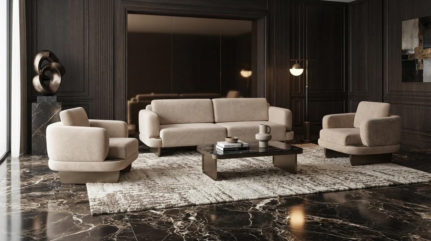 JVmoebel Polstergarnitur Edles Wohnzimmerset Sofa 3 Sitzer 2 Sessel Polstergruppe Wohnzimmer, (3-tlg., 3-2-0)