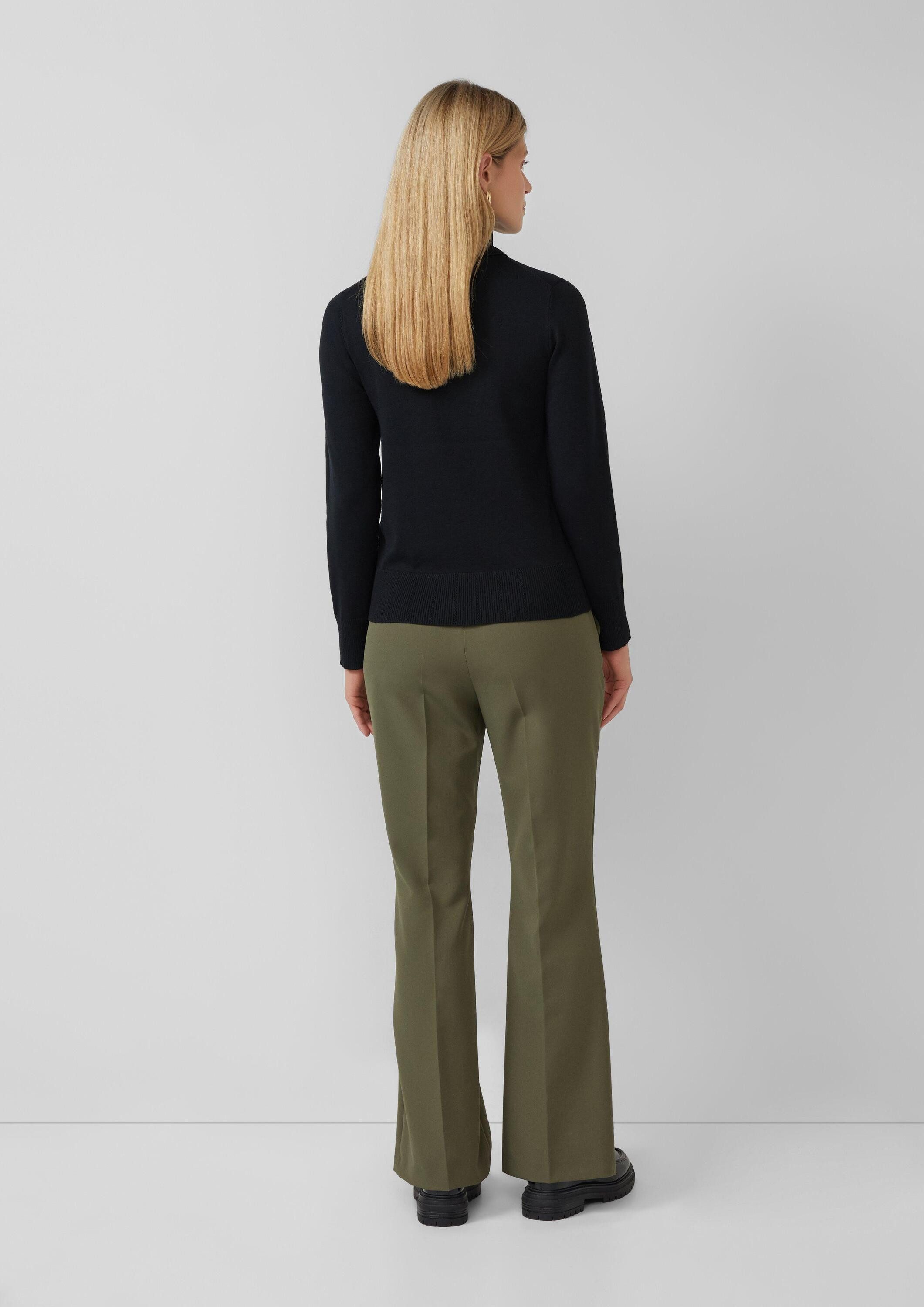 s.Oliver Longpullover Strickpullover Slim-Fit-Pullover mit Ajour-Details
