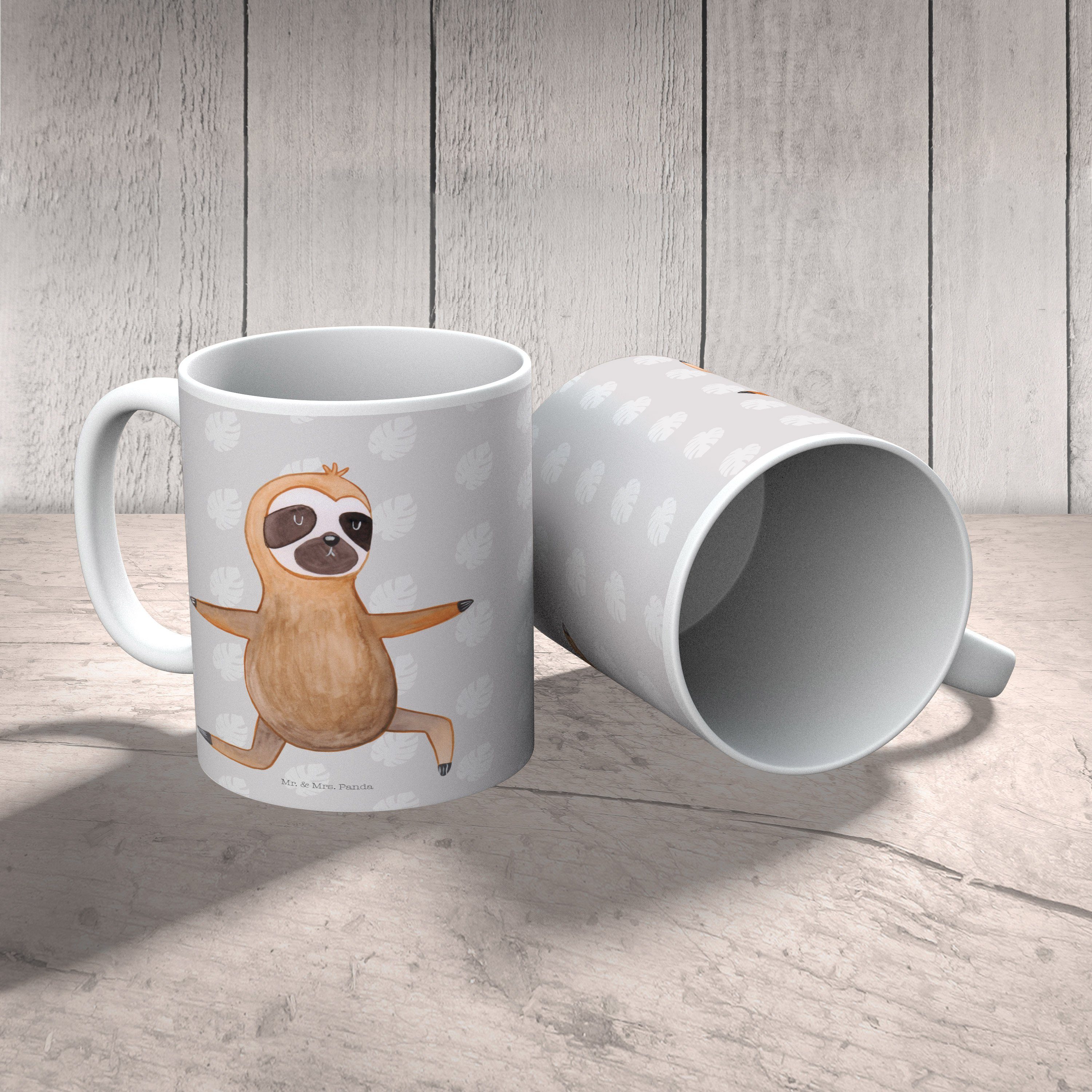 Kunststoff Tasse, - Mr. Panda Grau Ku, Tasse, Mrs. - & Pastell Faultier Kinderbecher Geschenk, Kunststoff Yoga