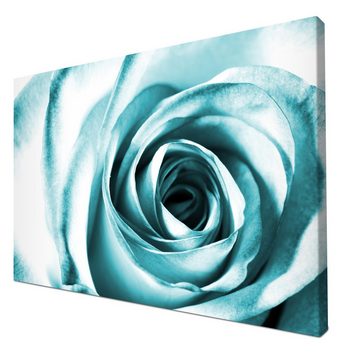 wandmotiv24 Leinwandbild Blaue Rose Blüte, Blumen und Pflanzen (1 St), Wandbild, Wanddeko, Leinwandbilder in versch. Größen