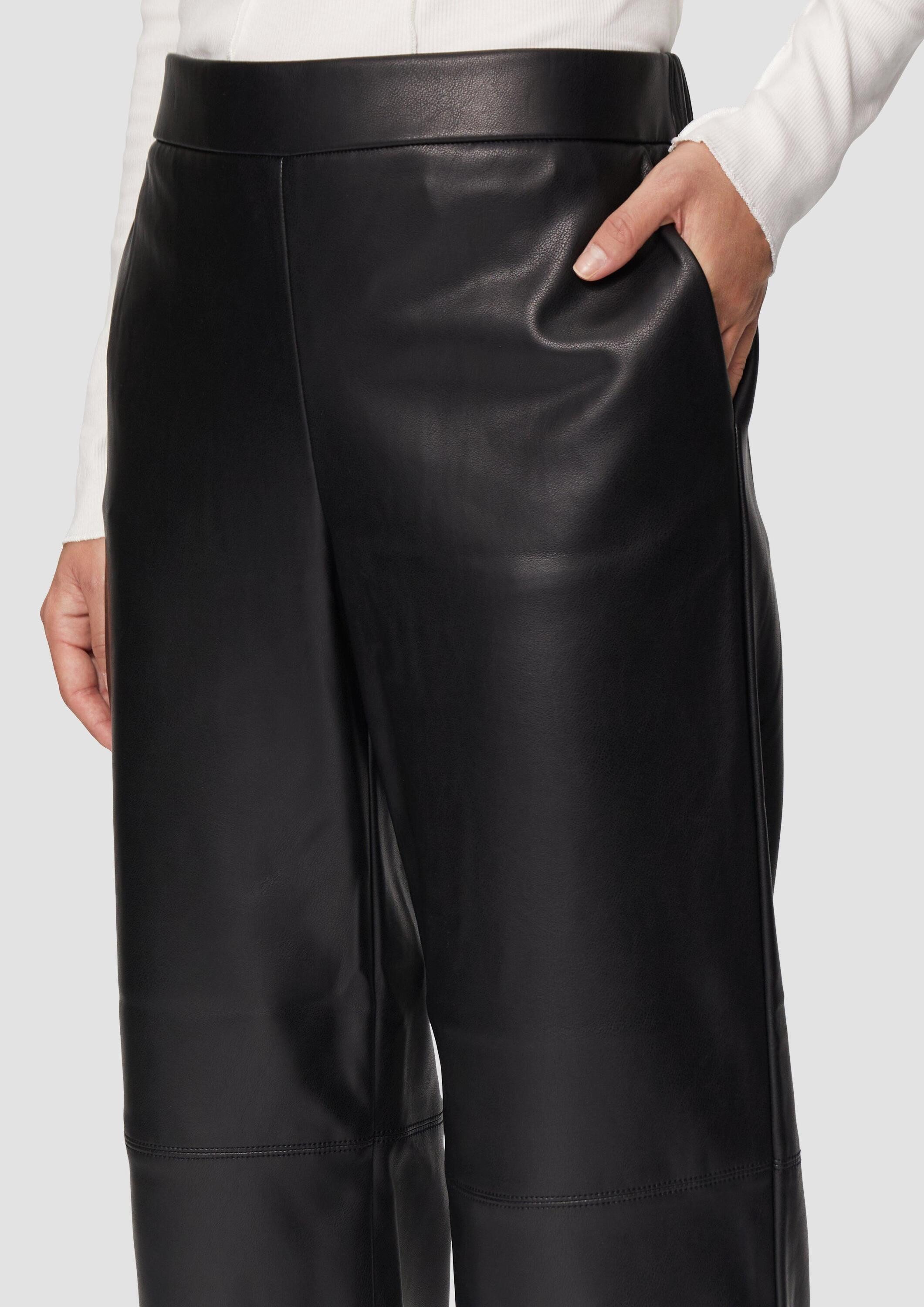 s.Oliver Culotte Hose Culotte aus Lederimitat mit Nahtdetails