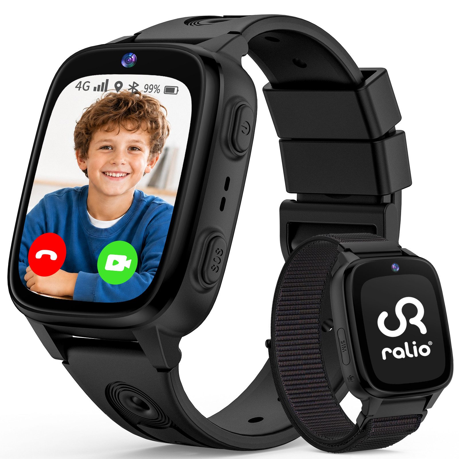 Ralio R5 Go 2026 Neue 4G Smartwatch Kinder mit HD-Videoanrufe, GPS-Ortung Smartwatch (Schulmodus, SOS-Notruffunktion, 3 Tage Akkulaufzeit cm/1,83 Zoll) mehrere Kommunikationswege, ideal für Kinder als KinderUhr mit GPS Tracker, Perfekte Geschenke für Kind