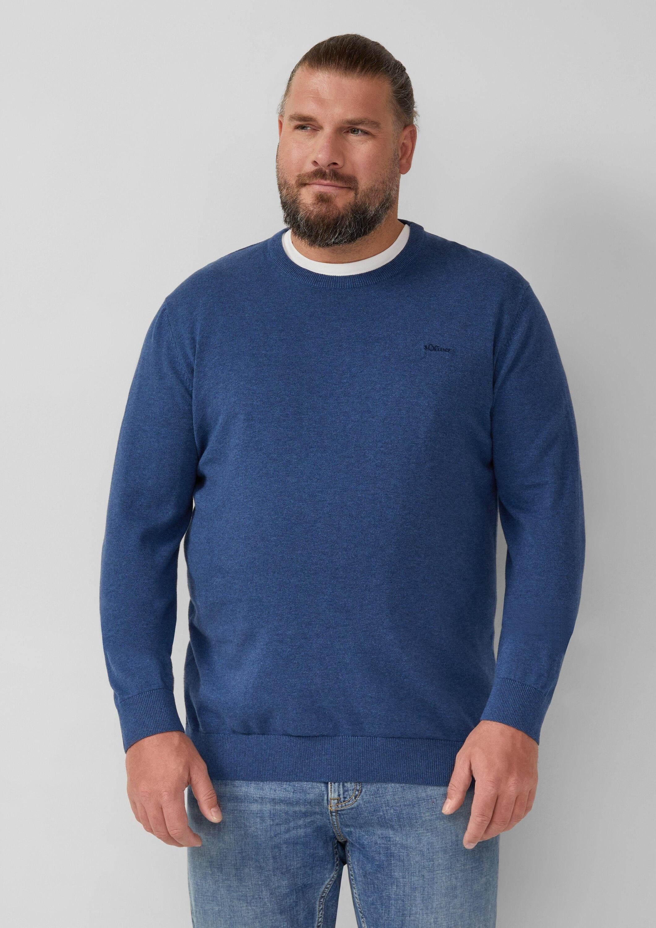 s.Oliver Longpullover Strickpullover Baumwollpullover mit Logo-Stickerei günstig online kaufen