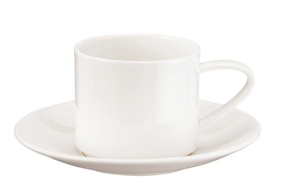 ASA SELECTION Tasse ASA Selection à table Tasse mit Unterer, stapelbar weiß  glänzend, Fine Bone China, Spüllmaschinengeeignet, Mikrowellengeeignet