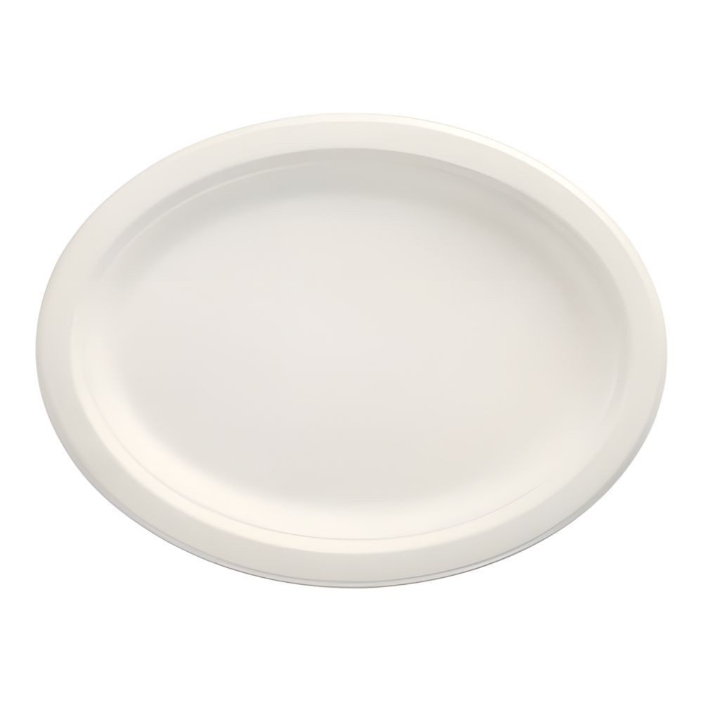 PAPSTAR Einwegteller Teller, Zuckerrohr pure oval 26 cm x 20 cm x 2 cm weiss 50 Stk