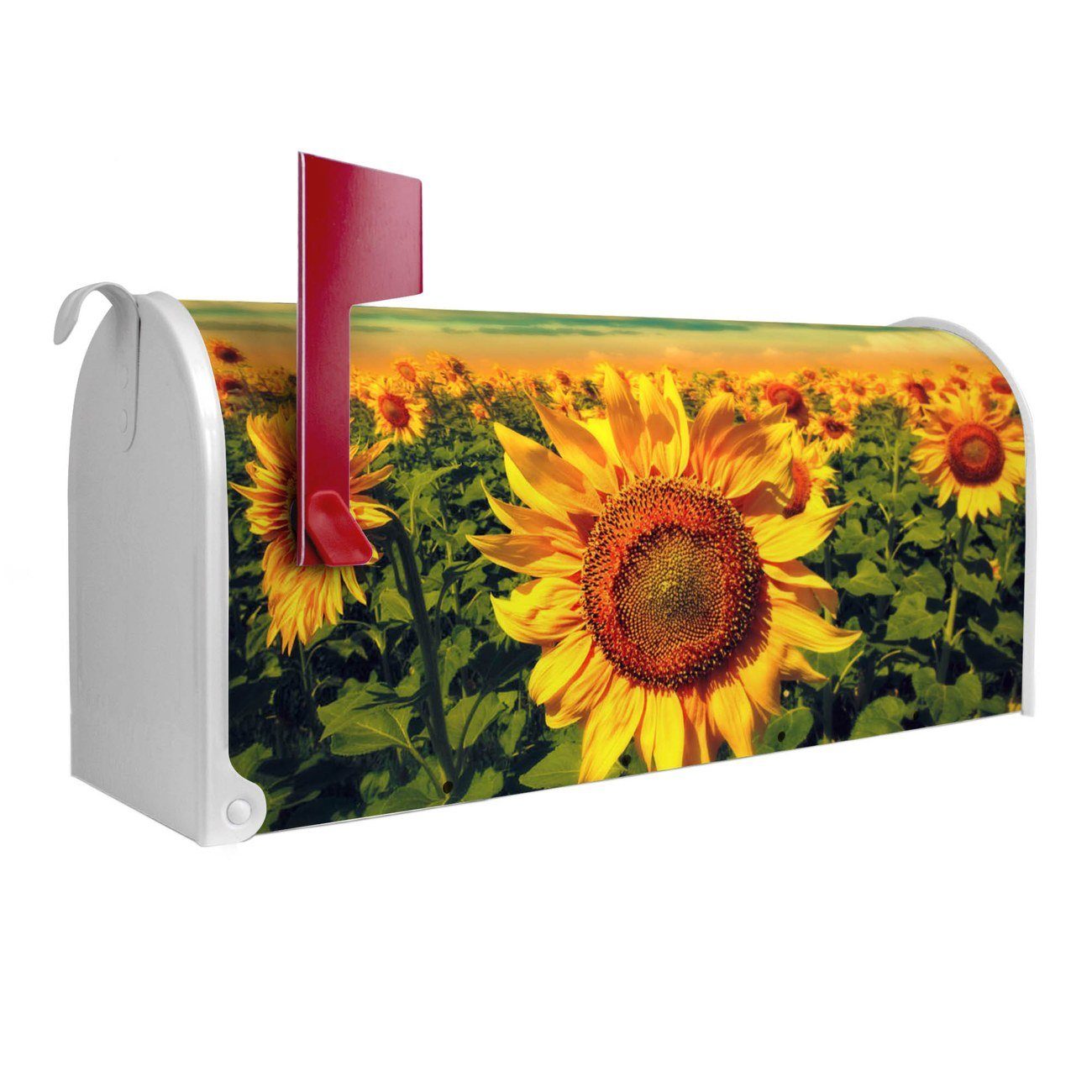 (Amerikanischer Mailbox aus Amerikanischer Briefkasten 22 51 USA), banjado 17 x original Briefkasten, cm Mississippi weiß Sonnenblumen x