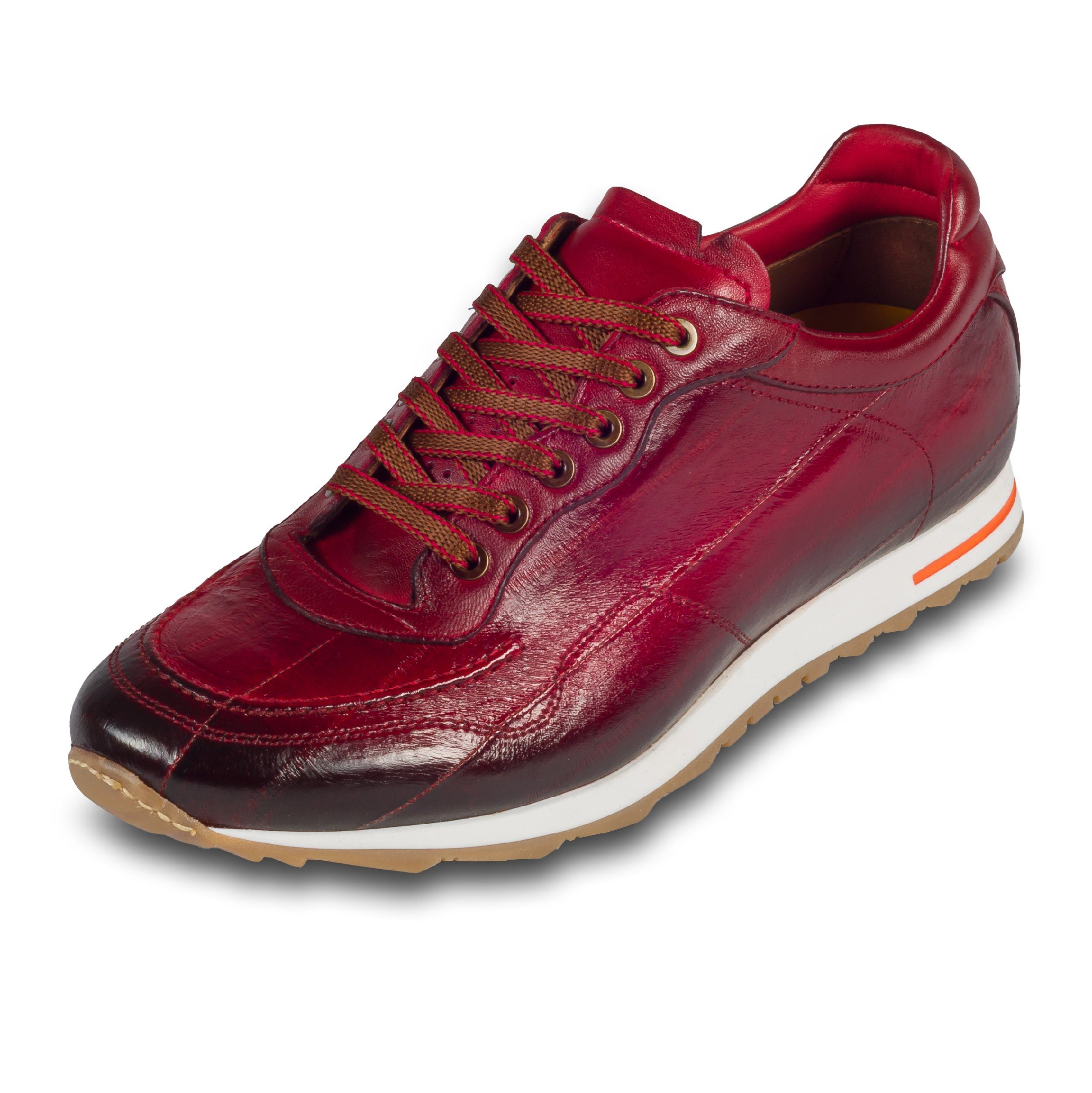 Herren Leder-Sneaker aus echtem Aal Leder in rot Sneaker