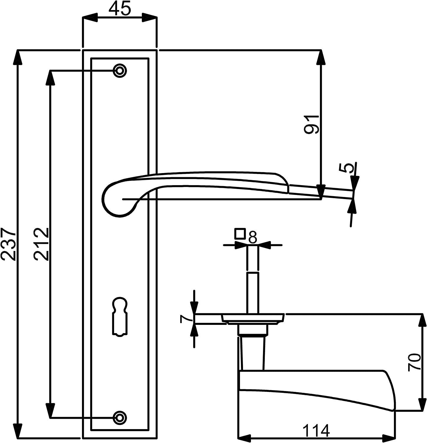 Alpertec Türbeschlag Türgriff 3er Set, Messing poliert für Zimmertüren (Spar-Set, 3 St., Spar-Set), messing poliert