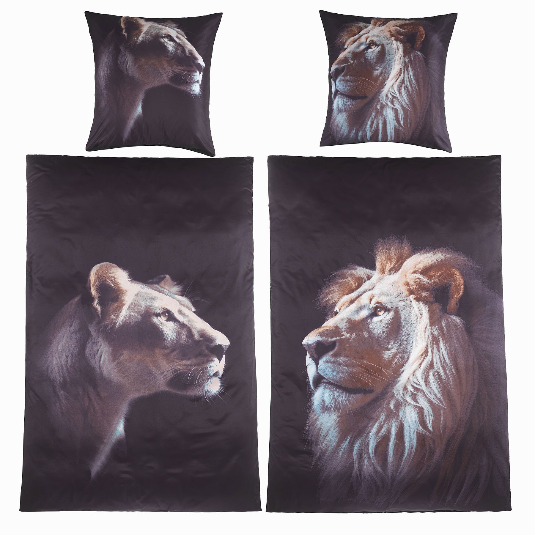 KH-Haushaltshandel Bettwäsche, Fotodruck, Bettwäsche, 135x200cm, Partner, Fotodruck, Löwe