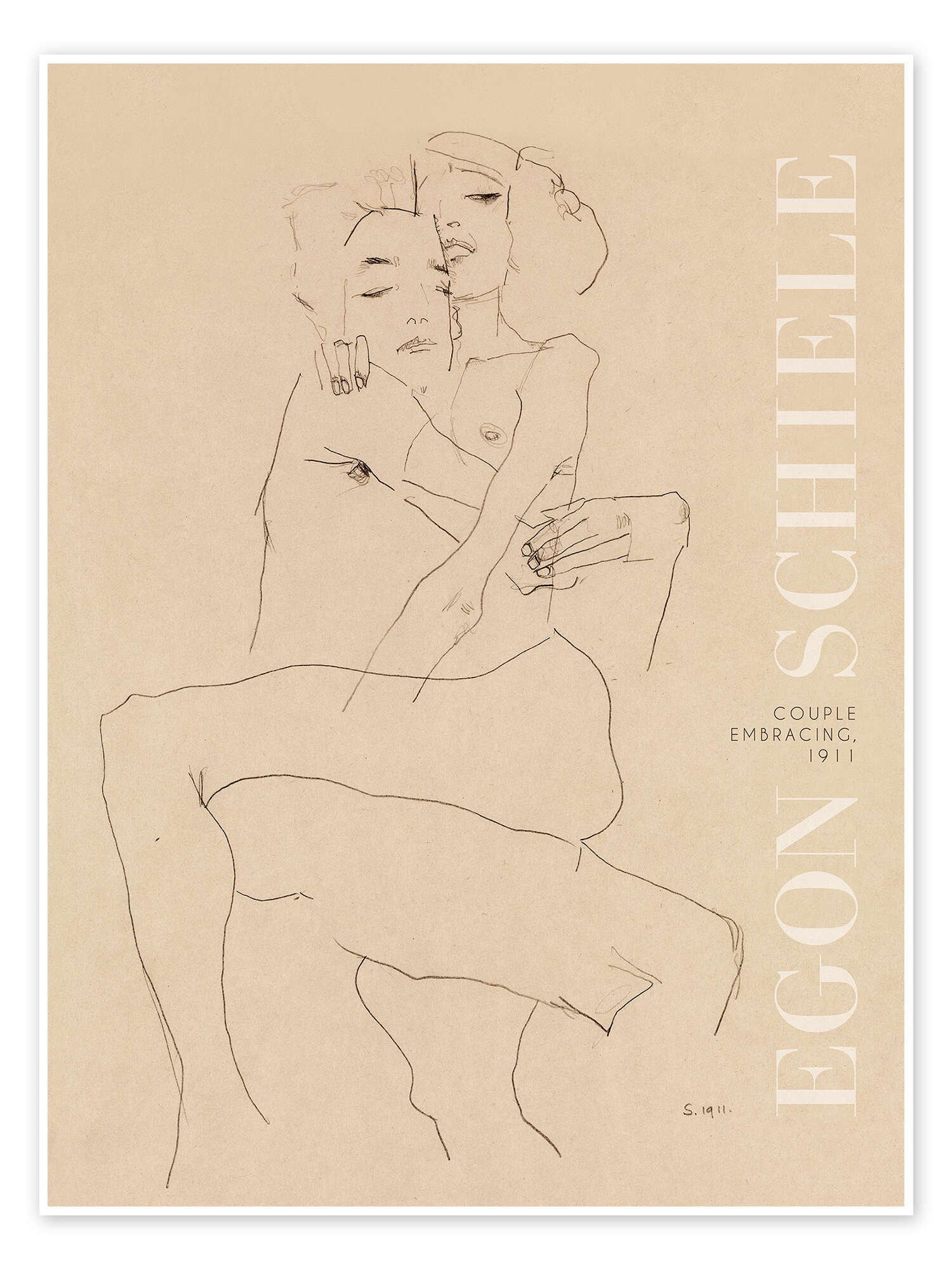 Posterlounge Wandbild Paar umarmt, 1911, Egon Schiele, erhältlich als Poster, Leinwandbild, Wandsticker oder Acrylglasbild