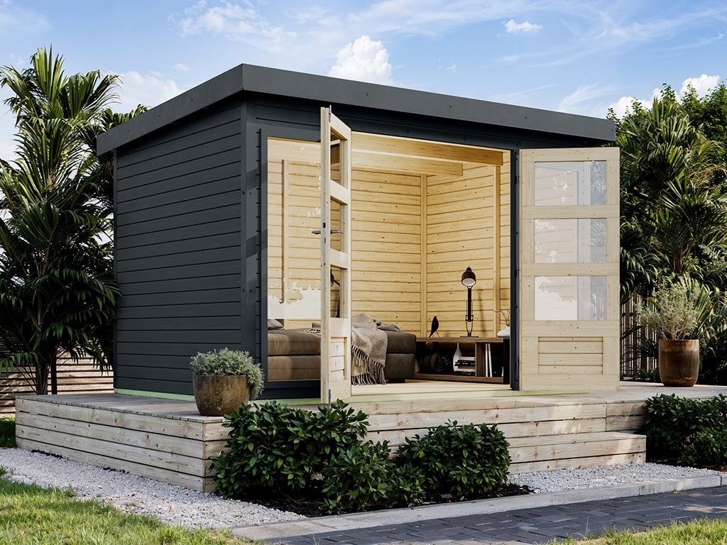 Karibu Gartenhaus Gartenhaus Hybridgartenhaus Hera 4 19 mm anthrazit, BxT: 298.50x213.50 cm, 19 mm Wandstärke