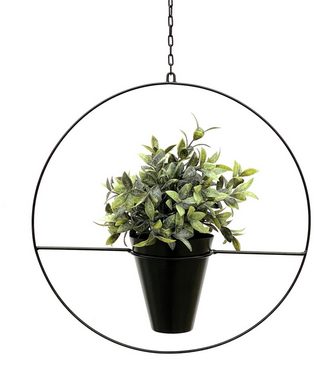 DanDiBo Blumenampel Innen Metall Wand Schwarz Matt Hängepflanzen Ø 40 cm KW446 mit Topf Pflanzenhänger Blumenhänger Topfhänger Blumen Blumentopfhänger Hängetopf, Anti Staunässe