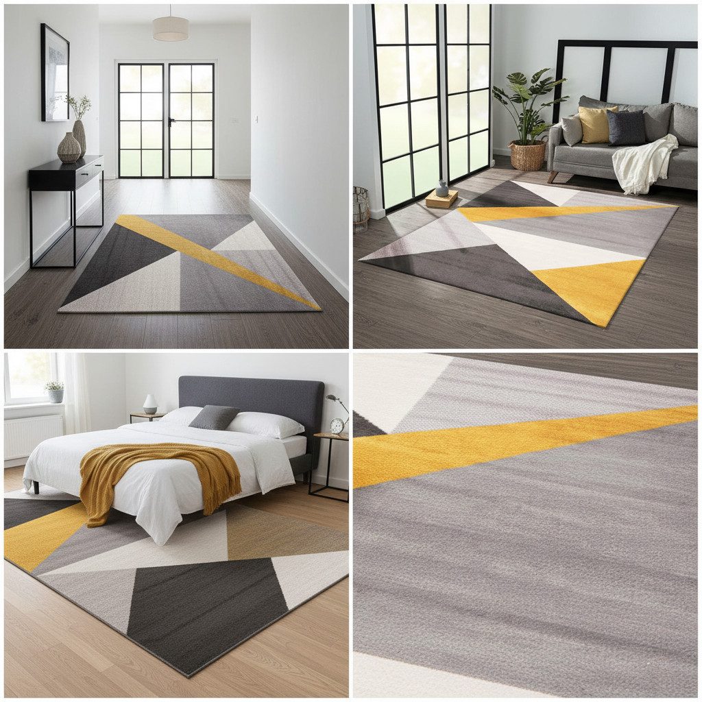Vimoda Teppich Teppich Wohnzimmer Schlafzimmer Flur Teppich Geometrisches M günstig online kaufen
