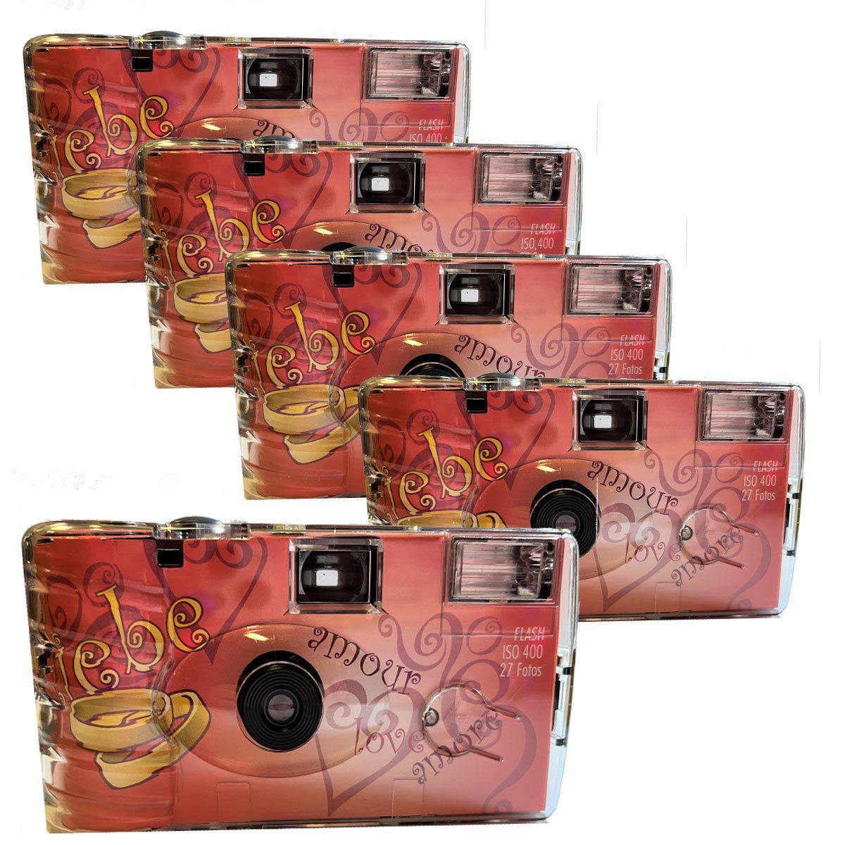 TopShot 5 x Einwegkamera Sonderposten Hochzeit Amore Rot MHD: 12.2025 Einwegkamera