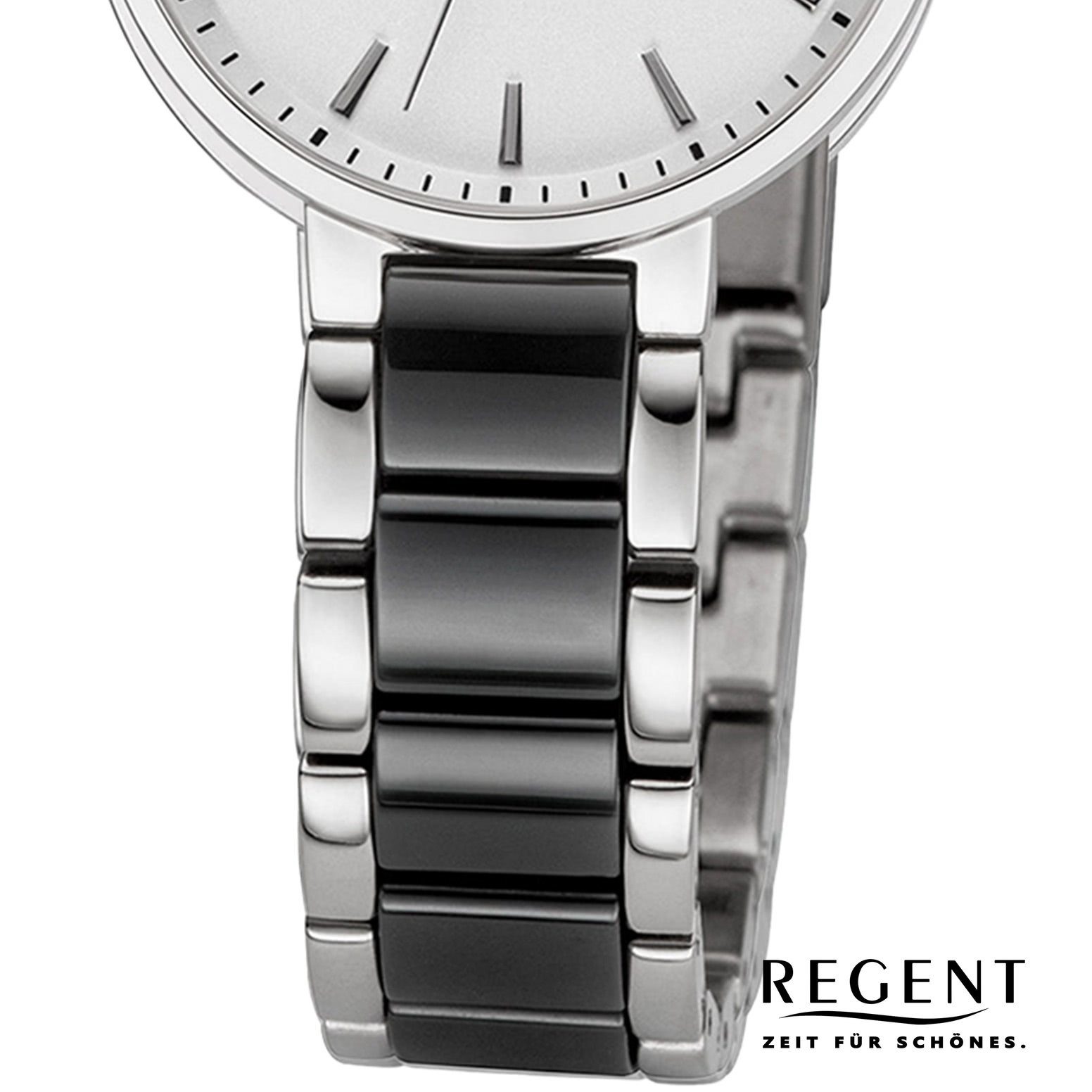 Regent Quarzuhr Regent Damen Armbanduhr Analog, (Analoguhr), Damen Armbanduhr rund, extra groß (ca. 30mm), Keramikarmband