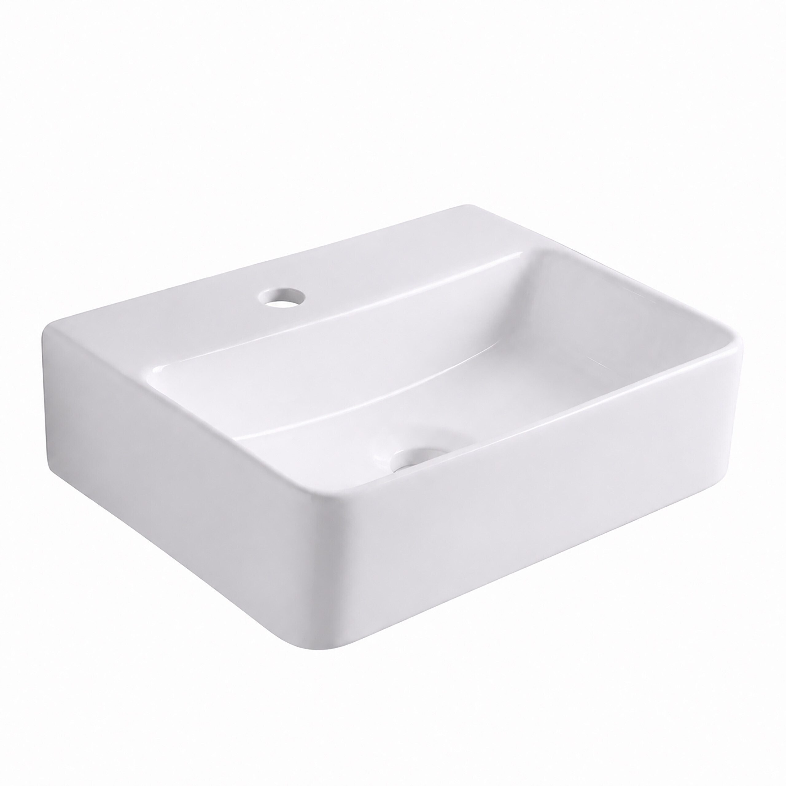 relaxdays Waschbecken Eckiges Waschbecken mit Hahnloch (1-St), 37 x 27 x 11 cm