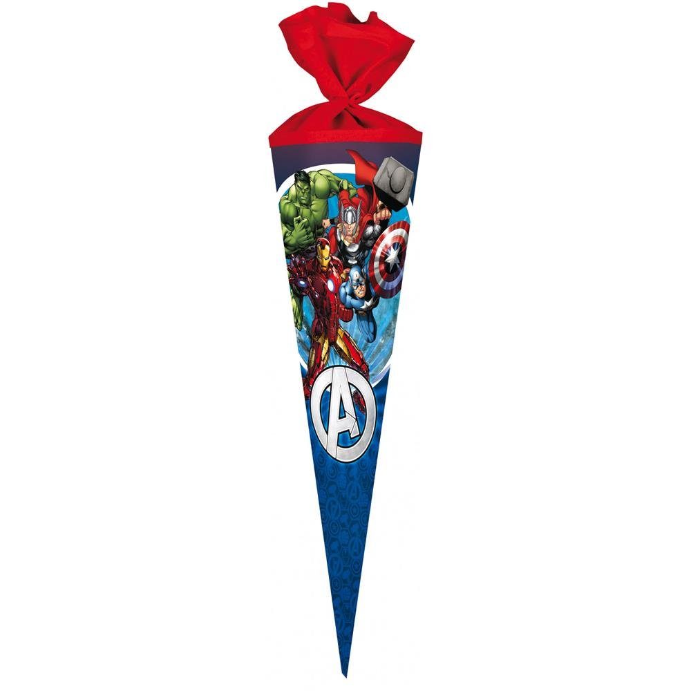 Nestler Schultüte Avengers, 70 cm, rund, mit rotem Filzverschluss
