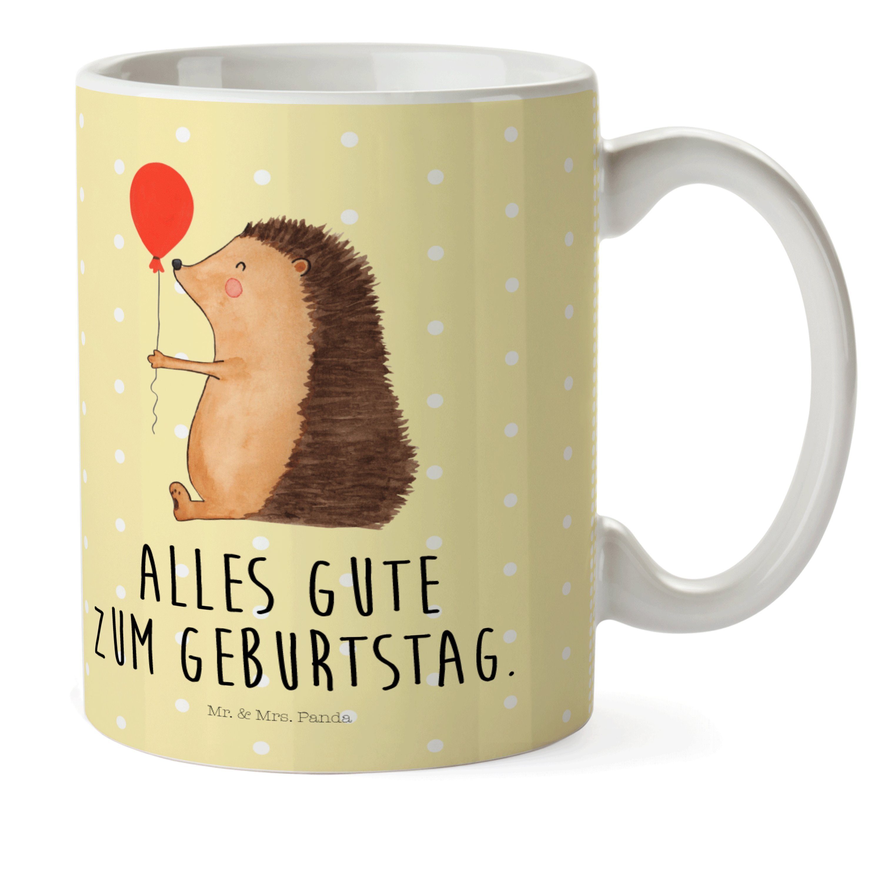 Mr. & Mrs. Panda Kinderbecher »Igel mit Luftballon Gelb Pastell