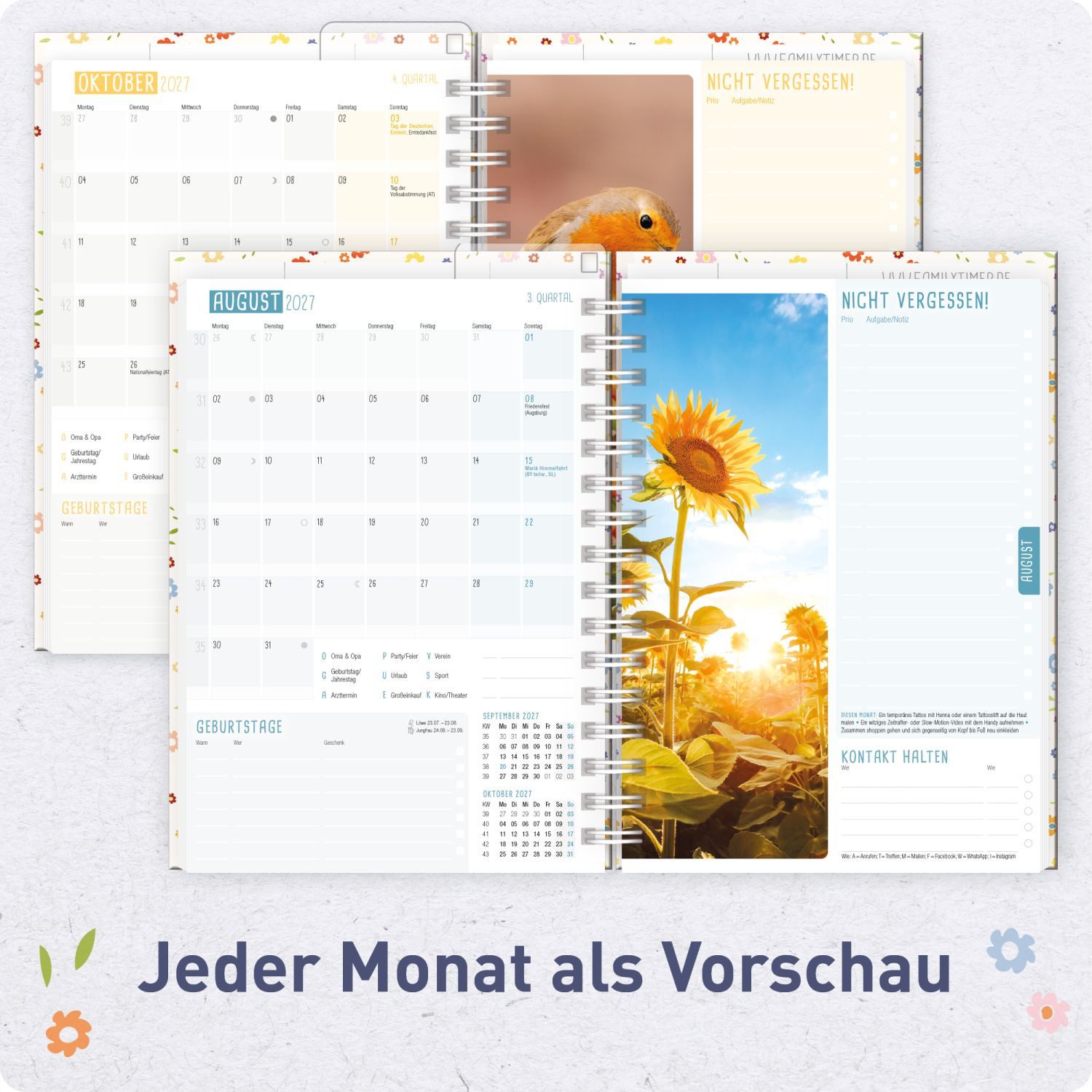 Häfft Terminkalender Family-Timer 2026/2027 / 17 Monate / A5, Wire-O-Bindung – Bild 5 von 5