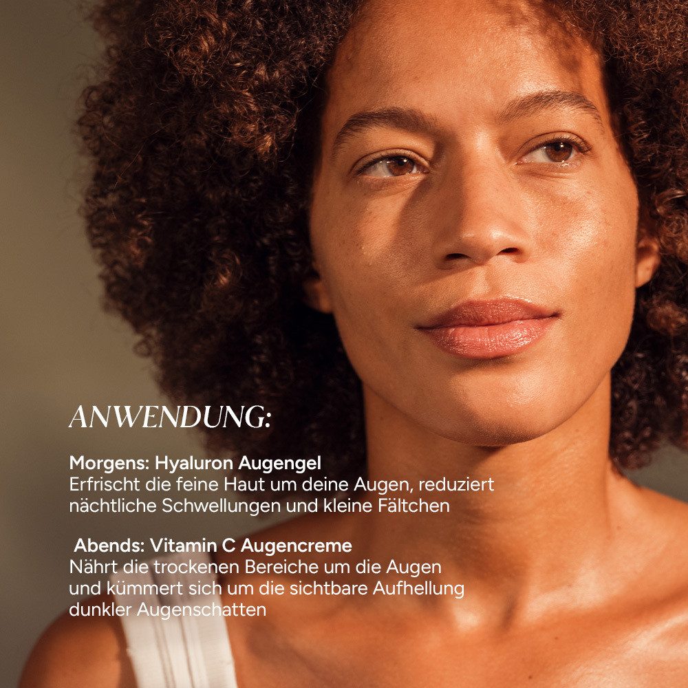 JUNGLÜCK Hautpflege-Set Wache Augen Kombi, 1-tlg., deine Kombi aus Hyaluron Augengel und Vitamin C Augencreme