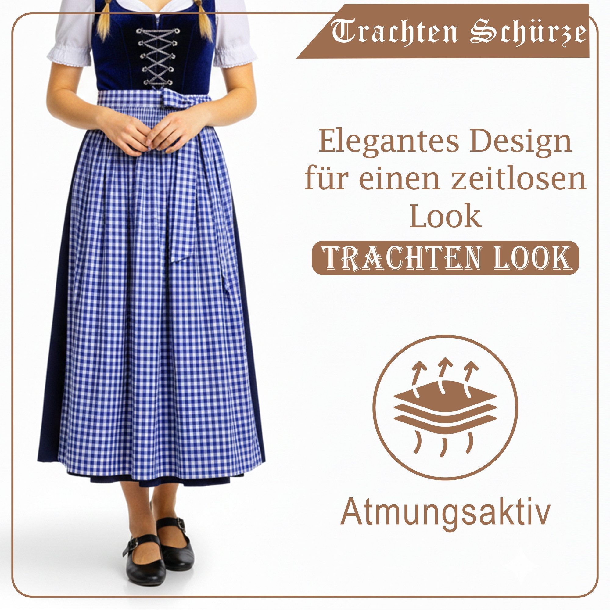 German Wear Dirndlschürze GW1601-3, Lange Dirndlschürze 90 cm aus Baumwollmischung – Bild 5 von 5