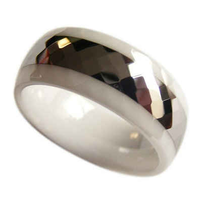 Vivance Partnerring "YIN YANG" Facettierter weißer Ceramic Wolfram Ring "WHITE"