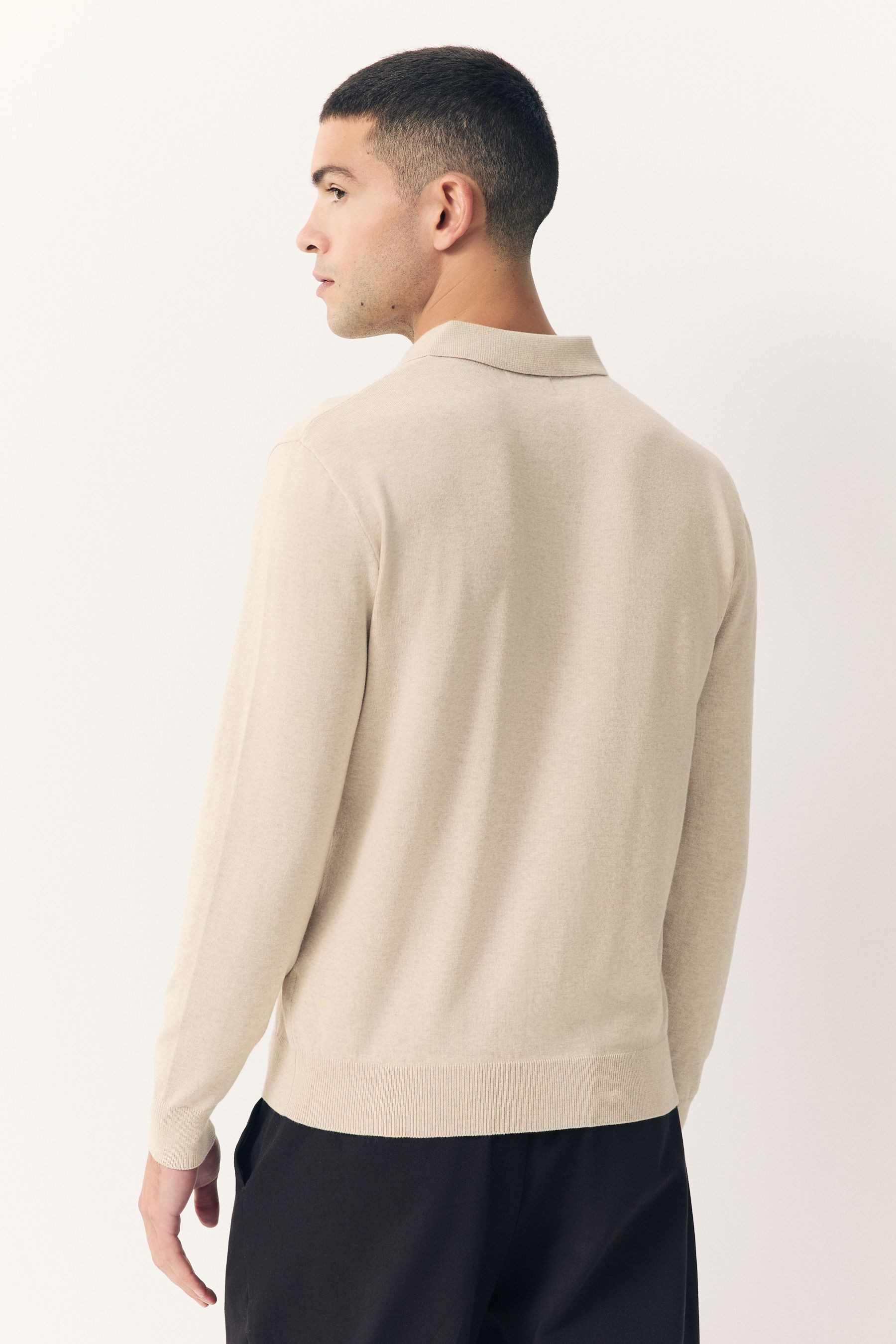 Next Langarm-Poloshirt Langärmeliges Strick-Poloshirt im Regular Fit (1-tlg günstig online kaufen