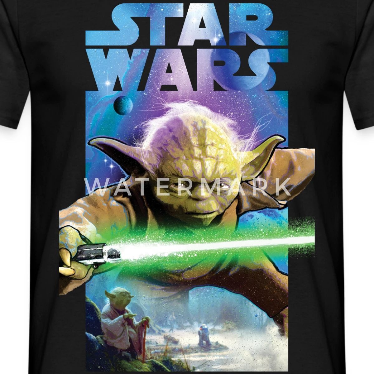 Spreadshirt T-Shirt Star Wars Meister Yoda Und Grünes Lichtschwert Männer T-Shirt (1-tlg)