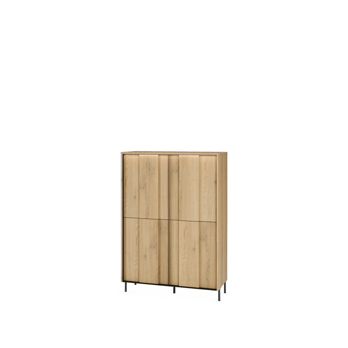 yourhouse24 Highboard TIVOLI TI-03 (99 cm) – Cremona Eiche & Schwarz mit Beleuchtung