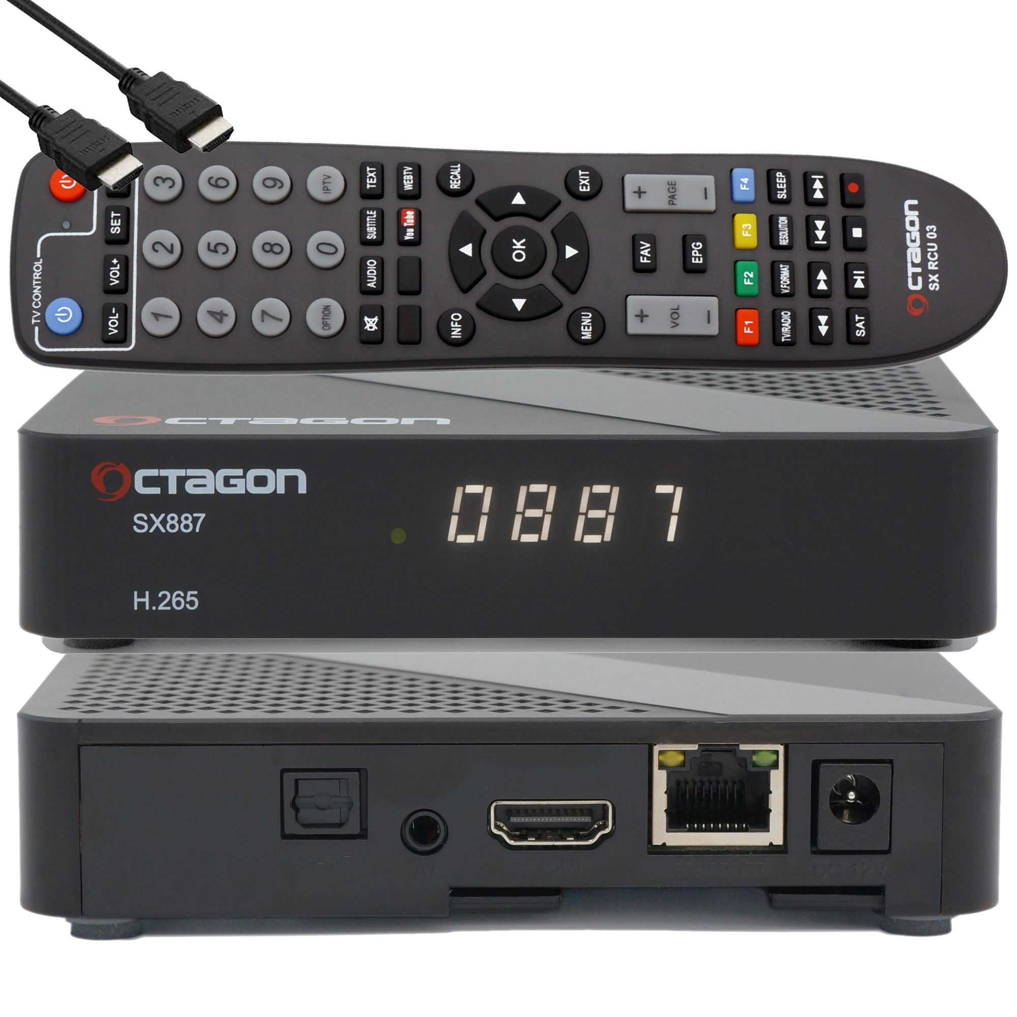 OCTAGON Streaming-Box SX887 HD H.265 IP HEVC Smart IPTV Box + HDMI Kabel