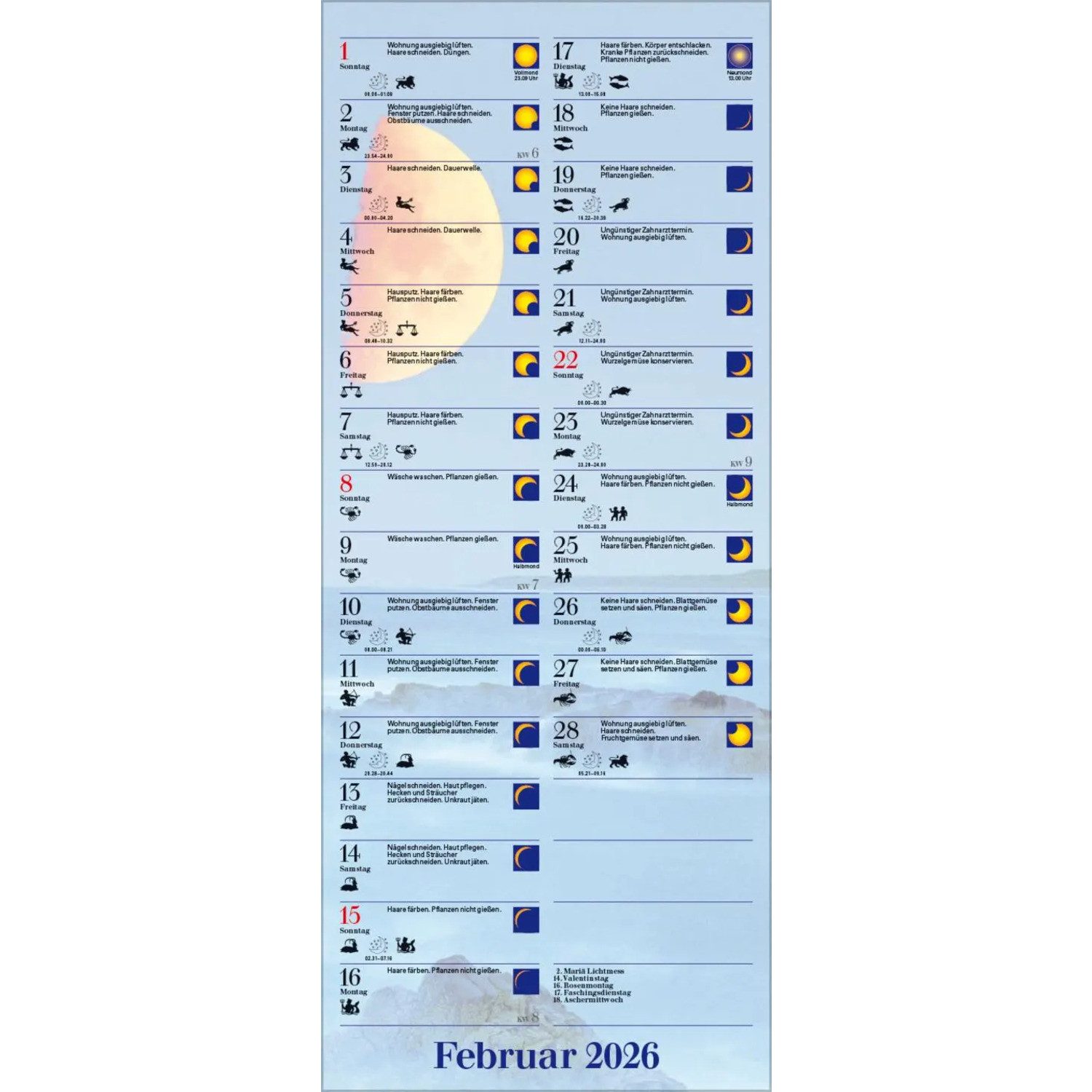 Korsch Verlag Wandkalender Mond-Planer 2026