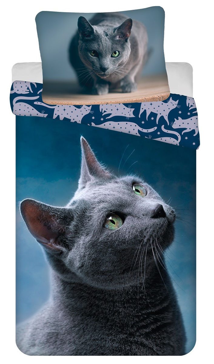 Kinderbettwäsche Katze Kater Bettwäsche-Set Kinderbettwäsche 140x200cm Baumwolle
