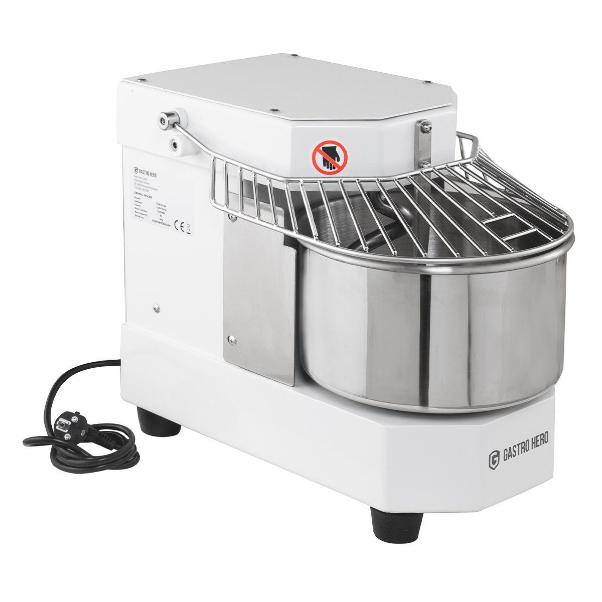 GastroHero Küchenmaschine Teigknetmaschine für max. 3 kg Teig - 8 Liter - 230 V für Pizzerien, 450 W, 8 l Schüssel, fester Kopf, zur optimalen Herstellung von Pizzateig